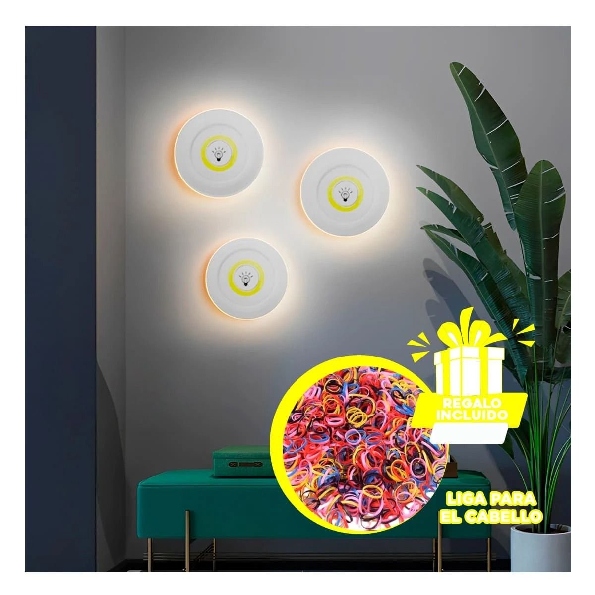 PACK2 JUEGO DE LUCES LED DE 3 CON CONTROL INALAMBRICO BLANCO PARA FIESTA Y+REGALO STICKER - 1