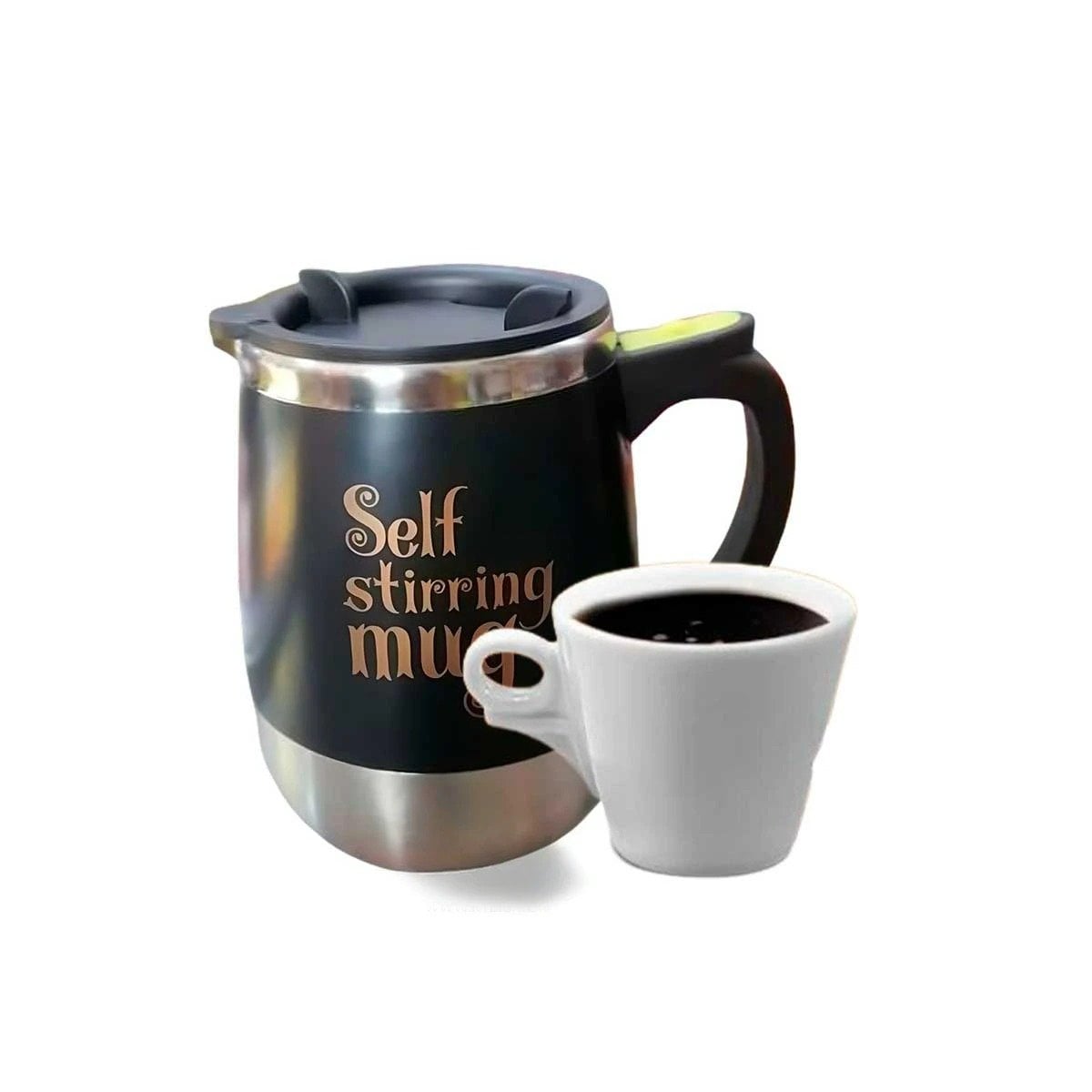 PACK2 TAZA AUTOMATICA MEZCLADORA 400ML NEGRO PARA TE Y CAFE Y+REGALO STICKER - 2