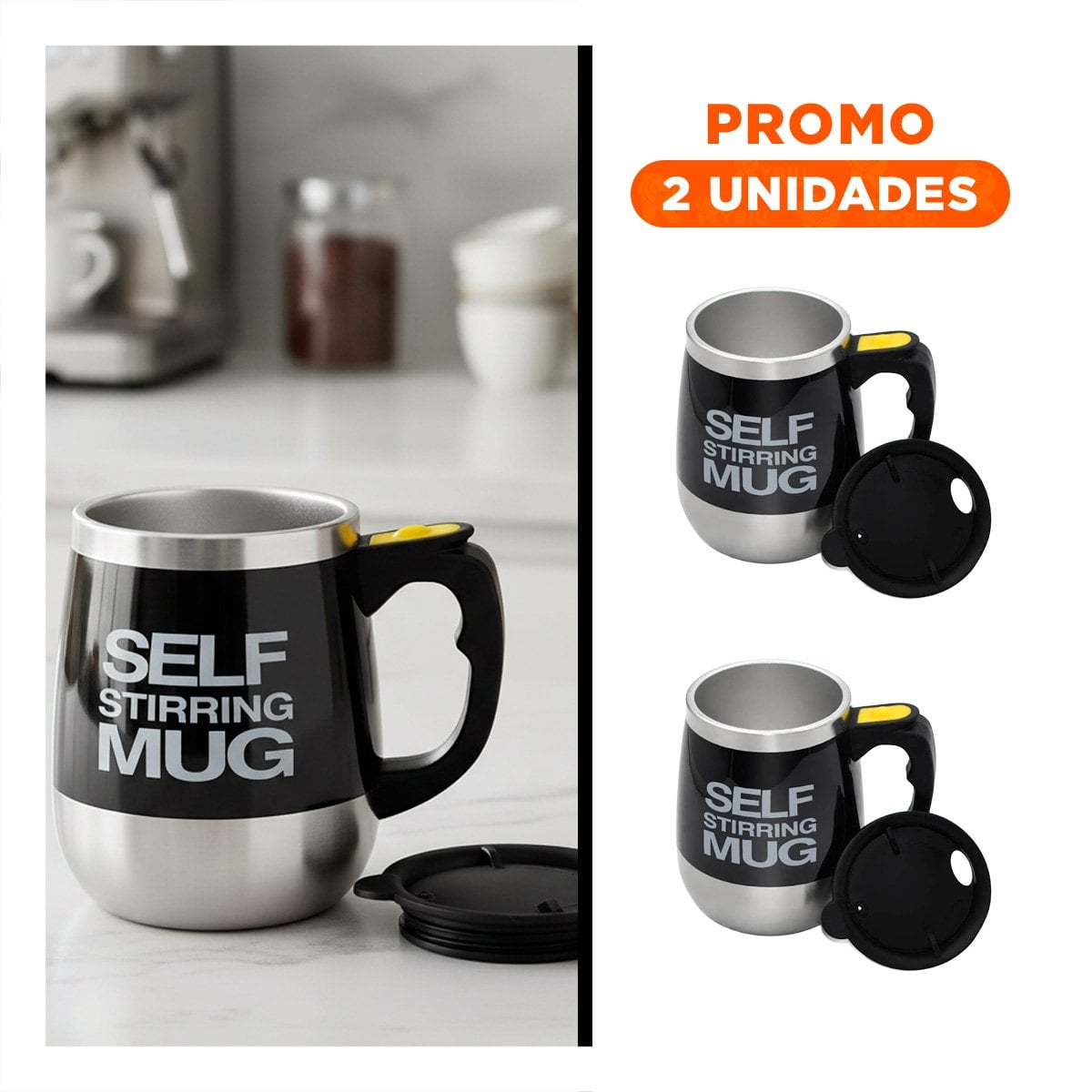 PACK2 VASO PORTATIL BATIDORA 400ML NEGRO FACIL DE USAR Y LIGERO PARA OFICINA - 1