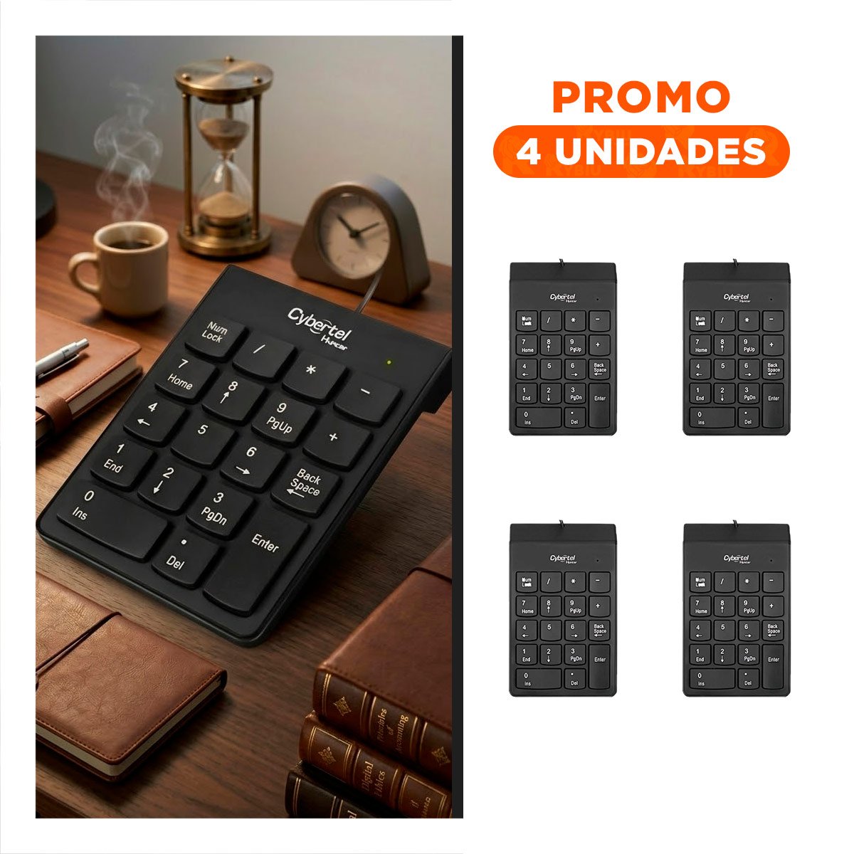 PACK4 TECLADO NUMERICO NEGRO CON NUMEROS GRANDES PARA FACIL VISUALIZACION Y+REGALO STICKER - 1