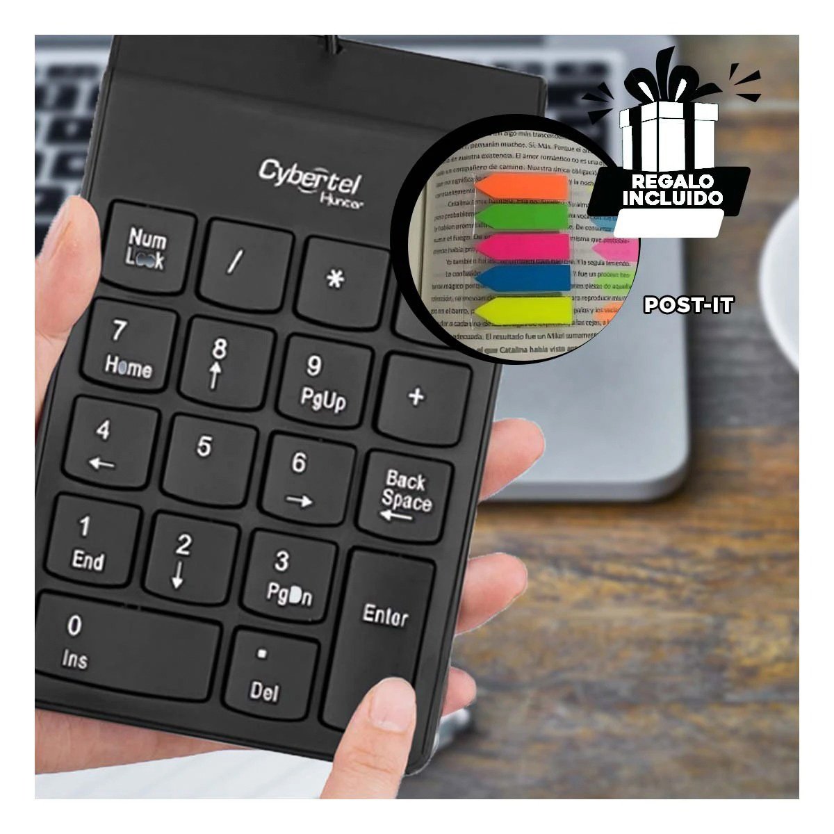 PACK4 TECLADO NUMERICO NEGRO CON NUMEROS GRANDES PARA FACIL VISUALIZACION Y+REGALO STICKER - 2
