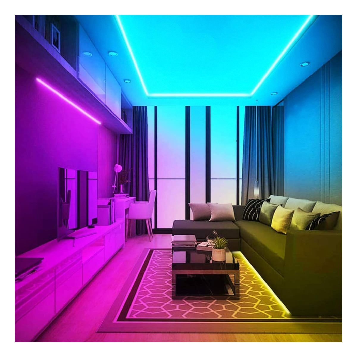 PACK6 BANDAS 5M LED BLUETOOTH PARA CELULAR Y ILUMINACION MODERNA EN DORMITORIO Y+REGALO STICKER - 5
