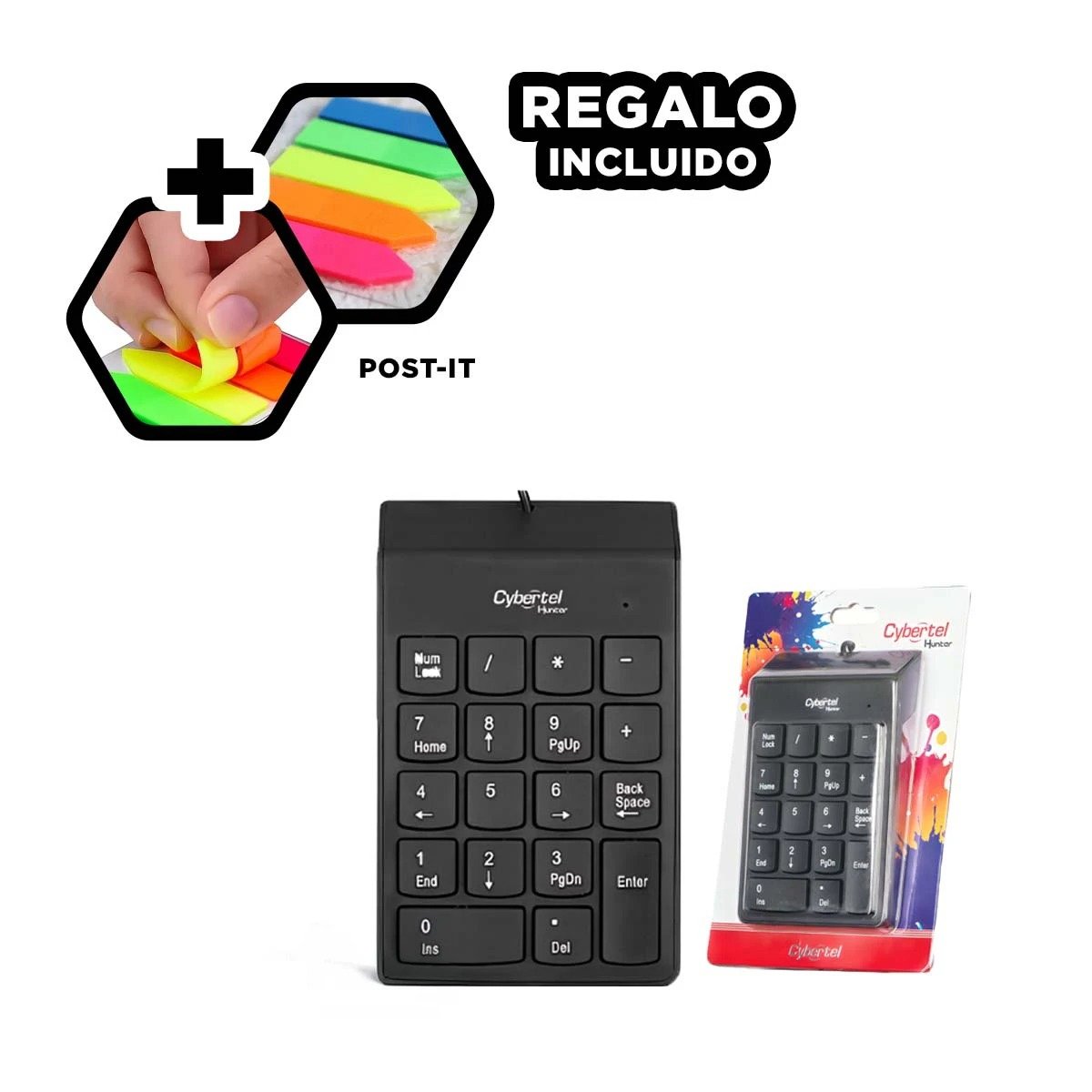 ACCESORIO HUNTER NEGRO NUMERICO PARA DIGITAR CON RAPIDEZ EN COMPUTADORA Y+POST IT - 1