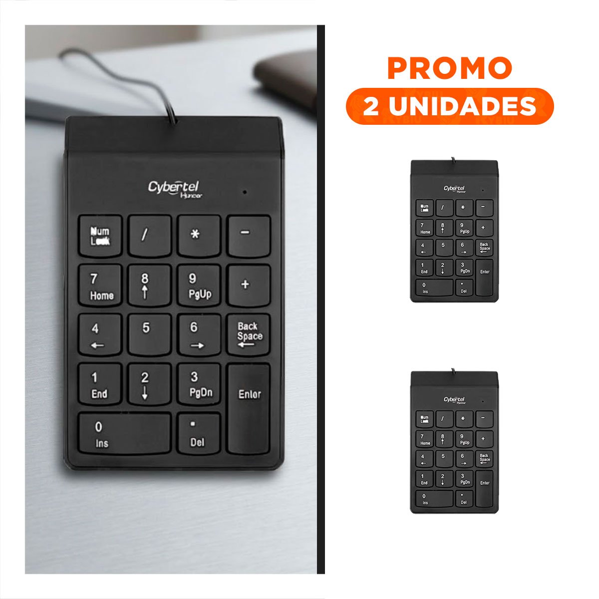 PACK12 TECLADO NEGRO NUMERICO HUNTER PARA TAREAS DE ADMINISTRACION Y COMPUTO Y+PAPEL REGALO - 1