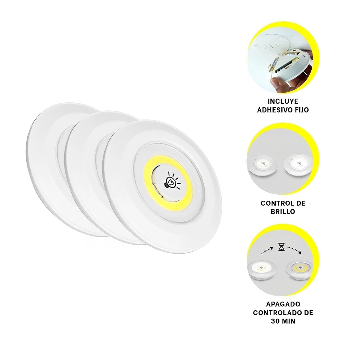 SET DE LUCES LED DE 3 CON CONTROL INALAMBRICO BLANCO PARA NAVIDAD Y FIESTA Y+POST IT - 1