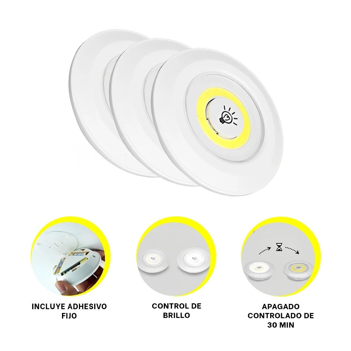 SET DE LUCES LED DE 3 CON CONTROL INALAMBRICO BLANCO PARA NAVIDAD Y FIESTA Y+POST IT - 5