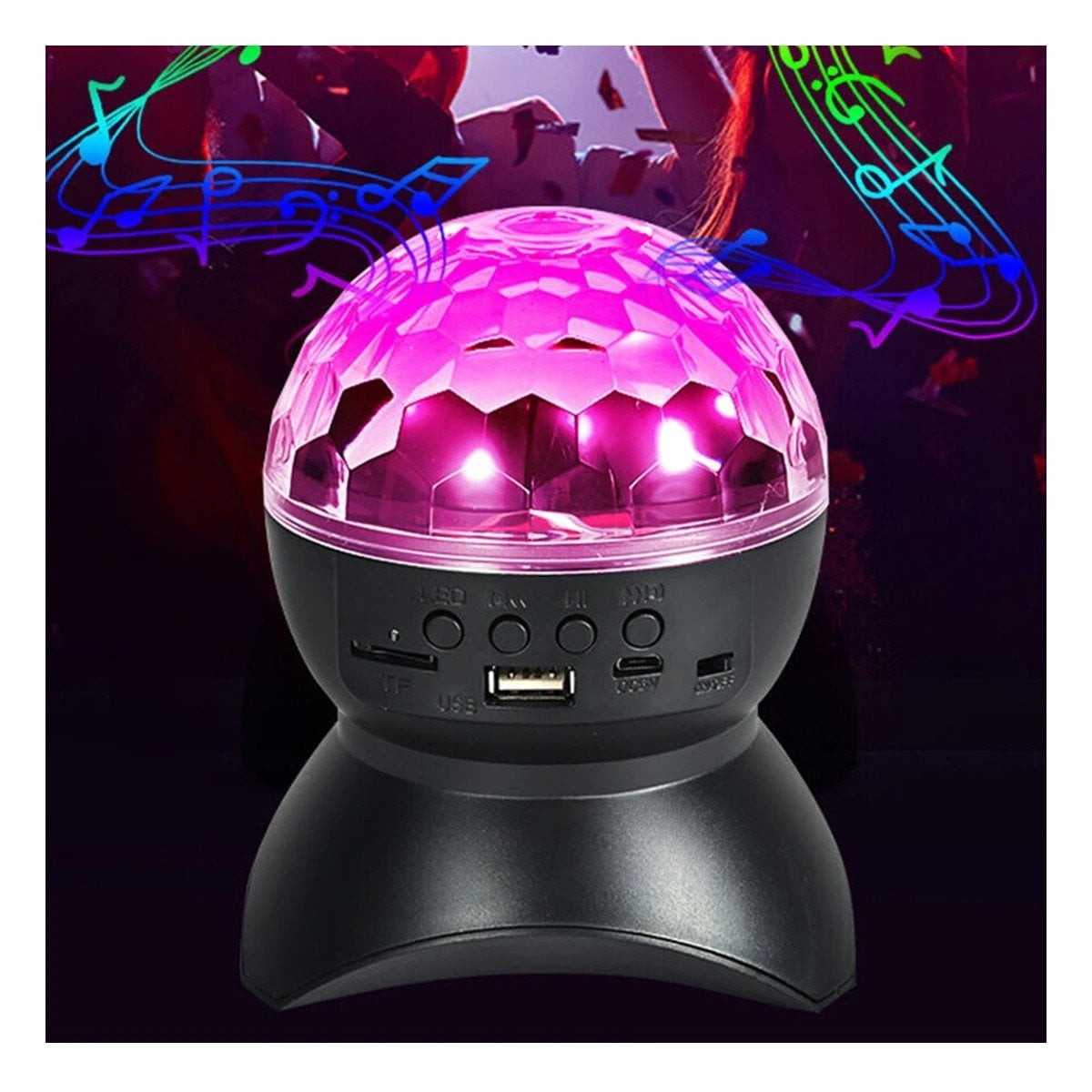 PACK4 PARLANTE LED CON LAMPARA Y LUCES LED GIRATORIO COLOR NEGRO Y+REGALO STICKER - 5