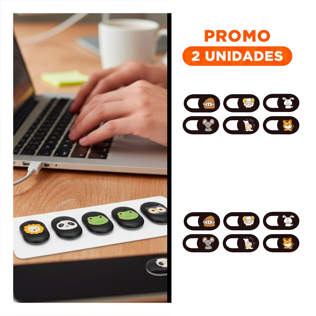 PACK2 PROTECTOR CON ANIMALITOS DE PLASTICO DE NEGRO PARA CAMARA DE CELULAR Y+PAPEL REGALO - 1