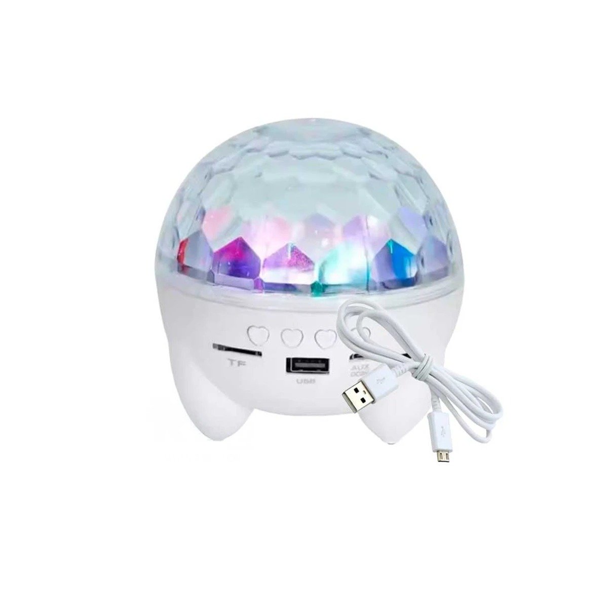 PACK6 BOCINA MUSICA CON LAMPARA Y PROYECTOR DE COLORES BLANCO CON PATITAS Y+REGALO STICKER - 2