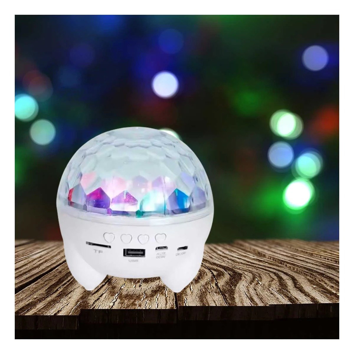 PACK6 BOCINA MUSICA CON LAMPARA Y PROYECTOR DE COLORES BLANCO CON PATITAS Y+REGALO STICKER - 5