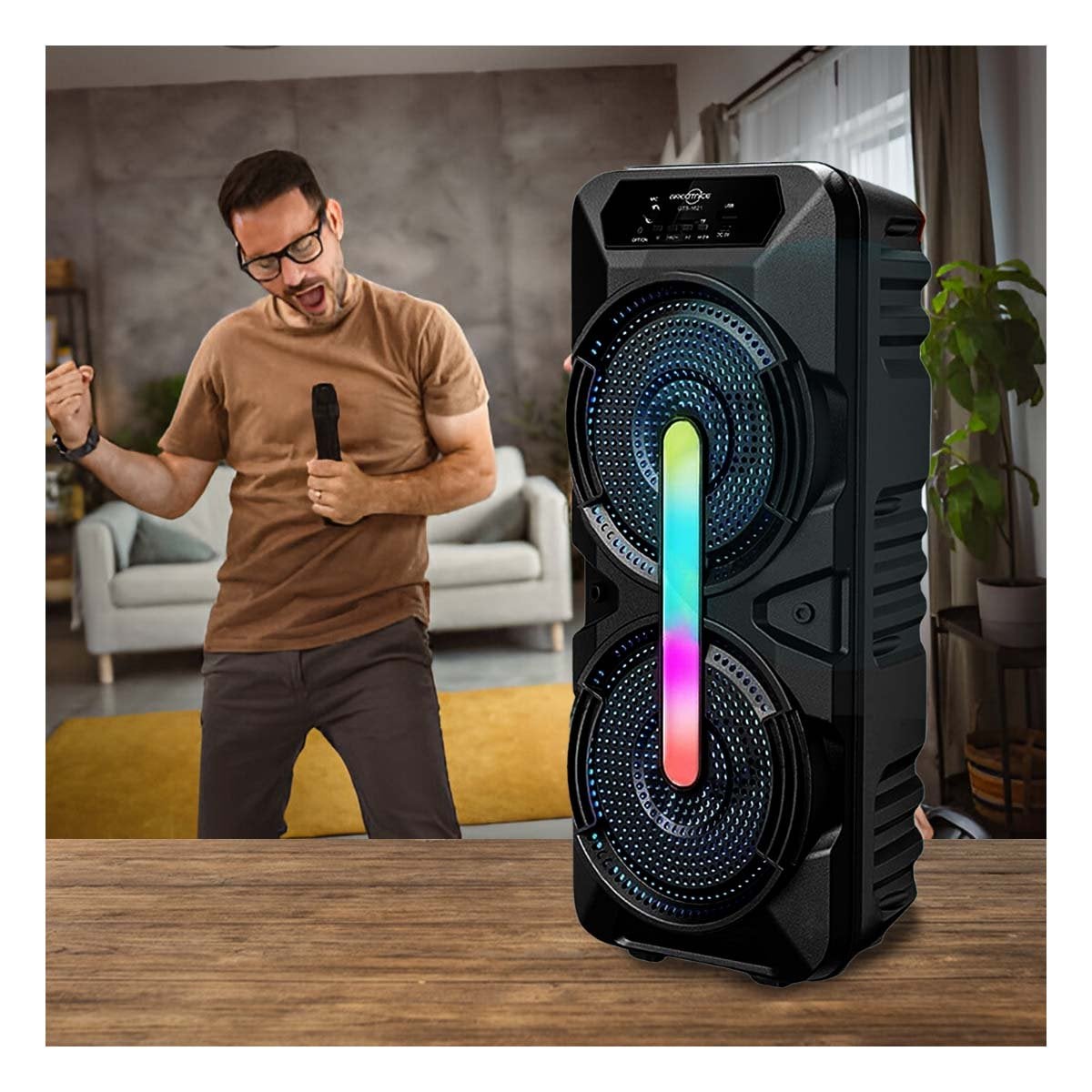 PACK4 ALTAVOZ MOVIL COLOR NEGRO 8 PULGADAS CON MICROFONO Y SONIDO PROFESIONAL Y+PAPEL REGALO - 2