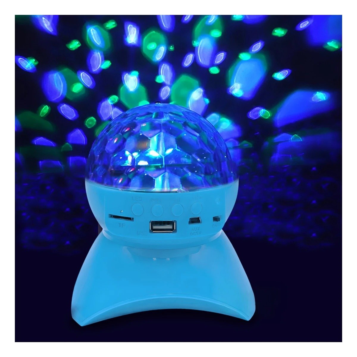 PACK6 SONIDO LAMPARA BLUETOOTH CON LUCES LED GIRATORIO CELESTE Y+PAPEL REGALO - 2
