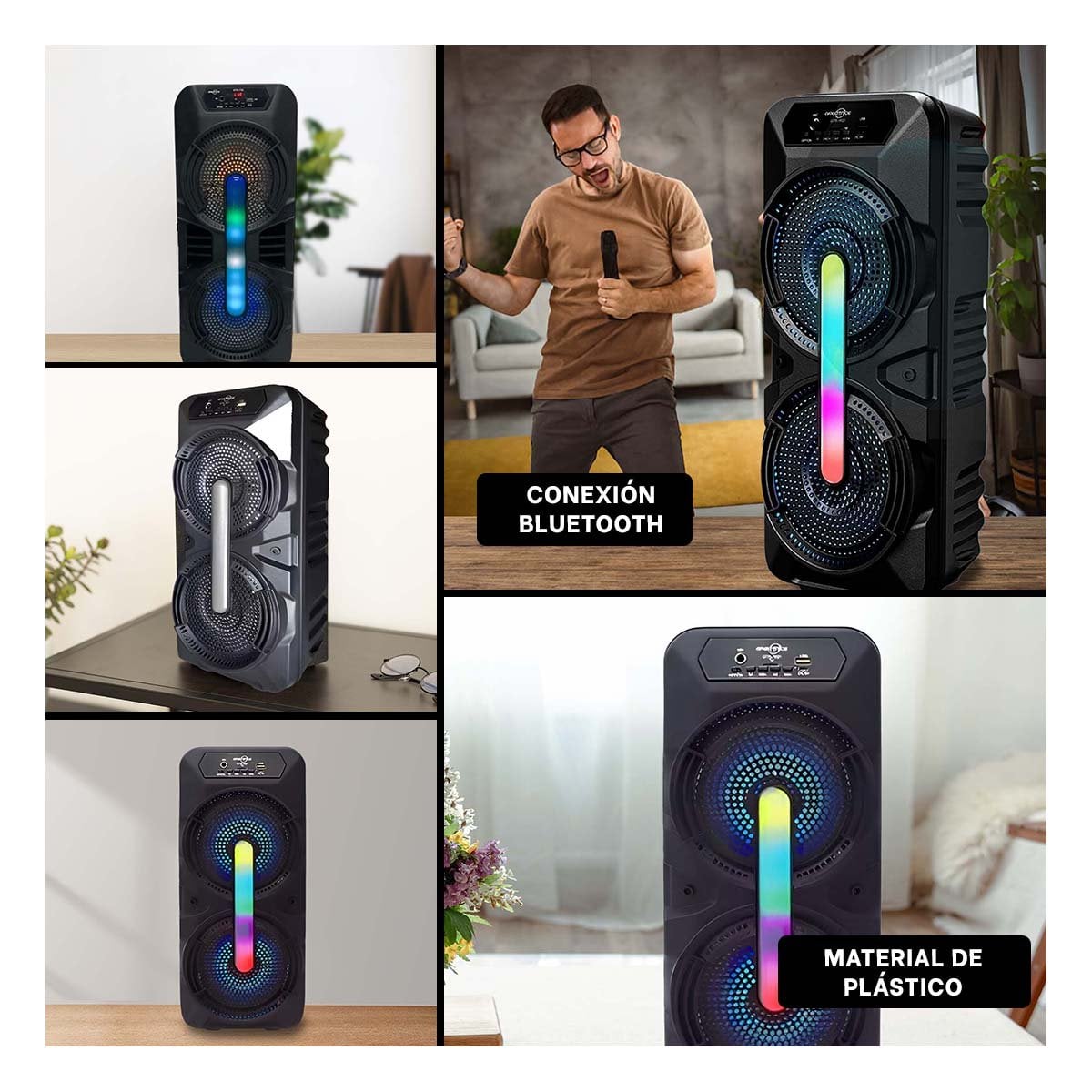 EQUIPO DE AUDIO NEGRO 8 PULGADAS CON MICROFONO Y SONIDO POTENTE Y+LIGAS REGALO - 5