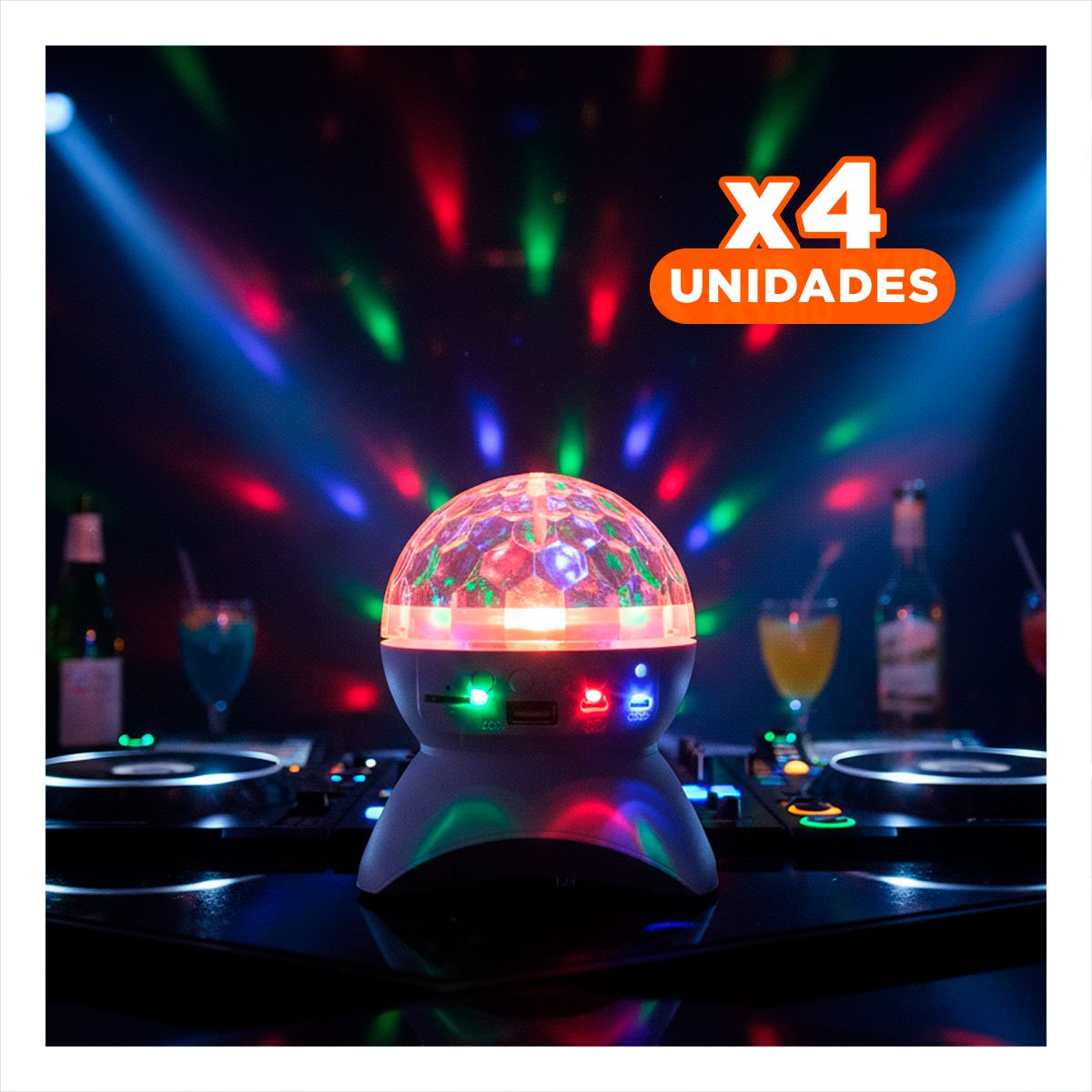 PACK4 ALTAVOZ LED CON LAMPARA Y LUCES LED GIRATORIO BLANCO - 1