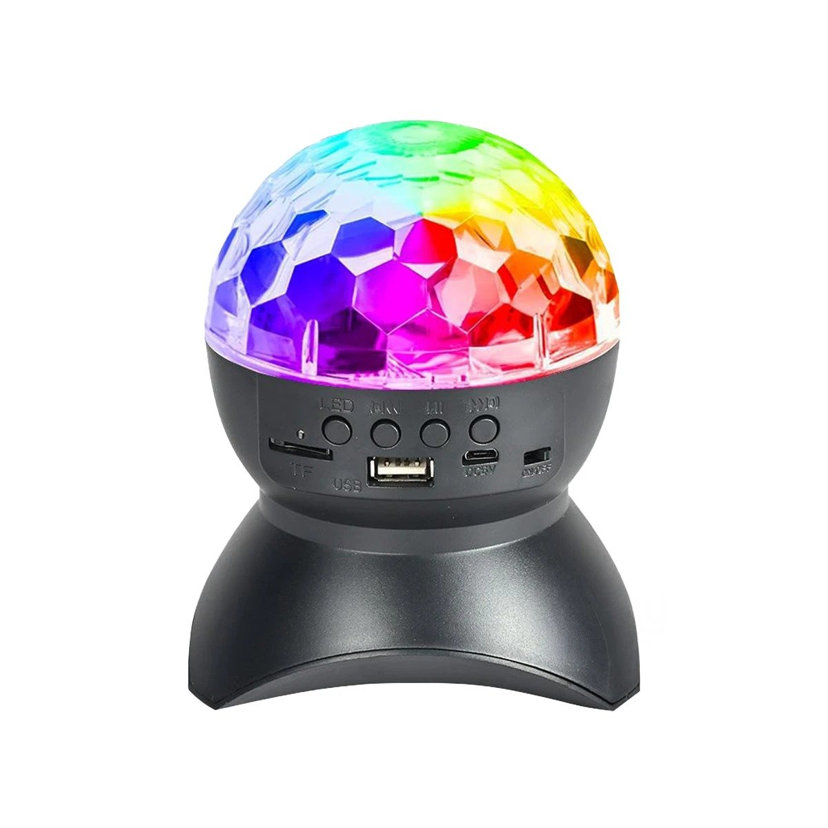 PACK4 BOCINA MUSICA CON LUCES LED GIRATORIO Y LAMPARA NEGRO Y+PAPEL REGALO - 3