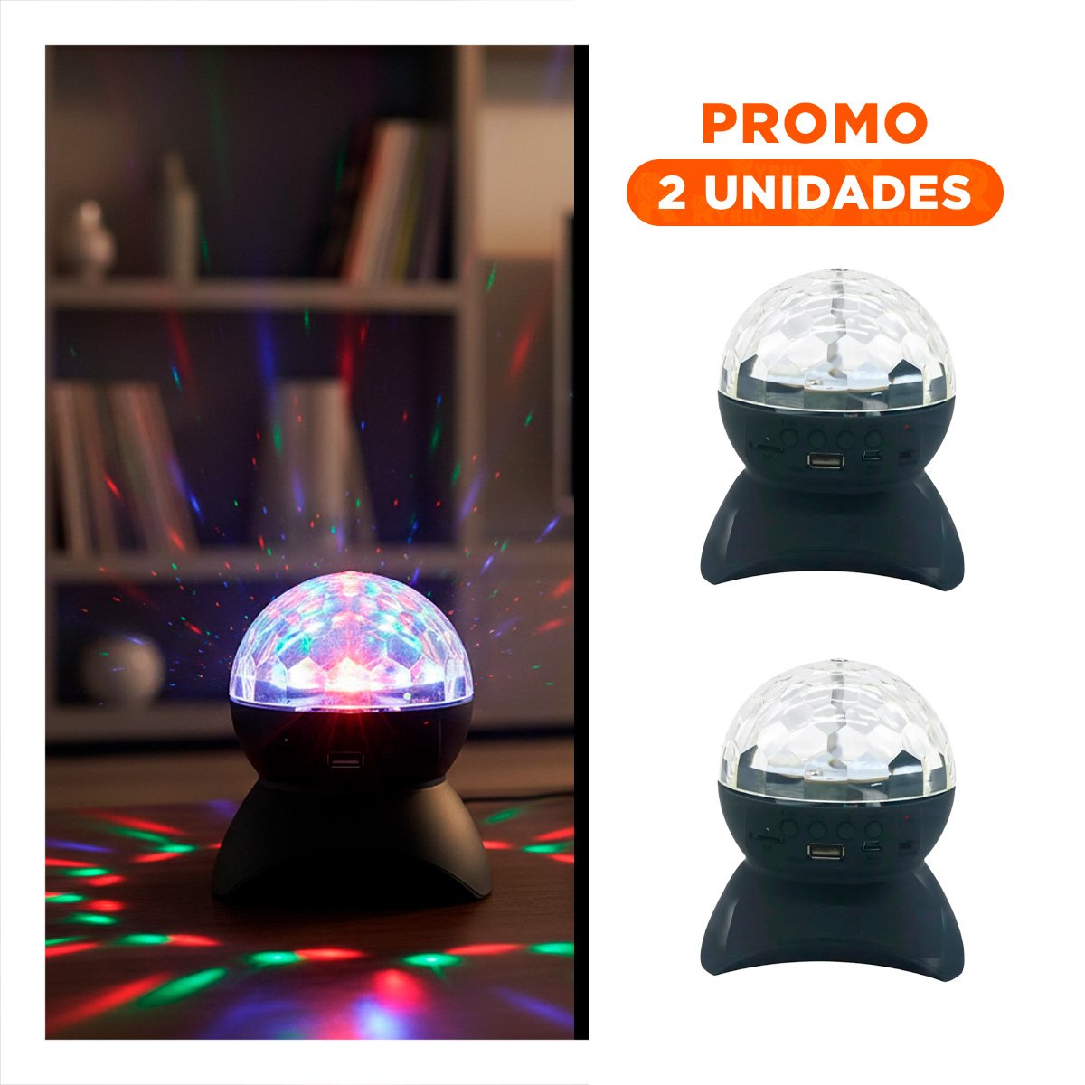 PACK2 ALTAVOZ PORTATIL CON LUCES LED GIRATORIO Y LAMPARA NEGRO - 1