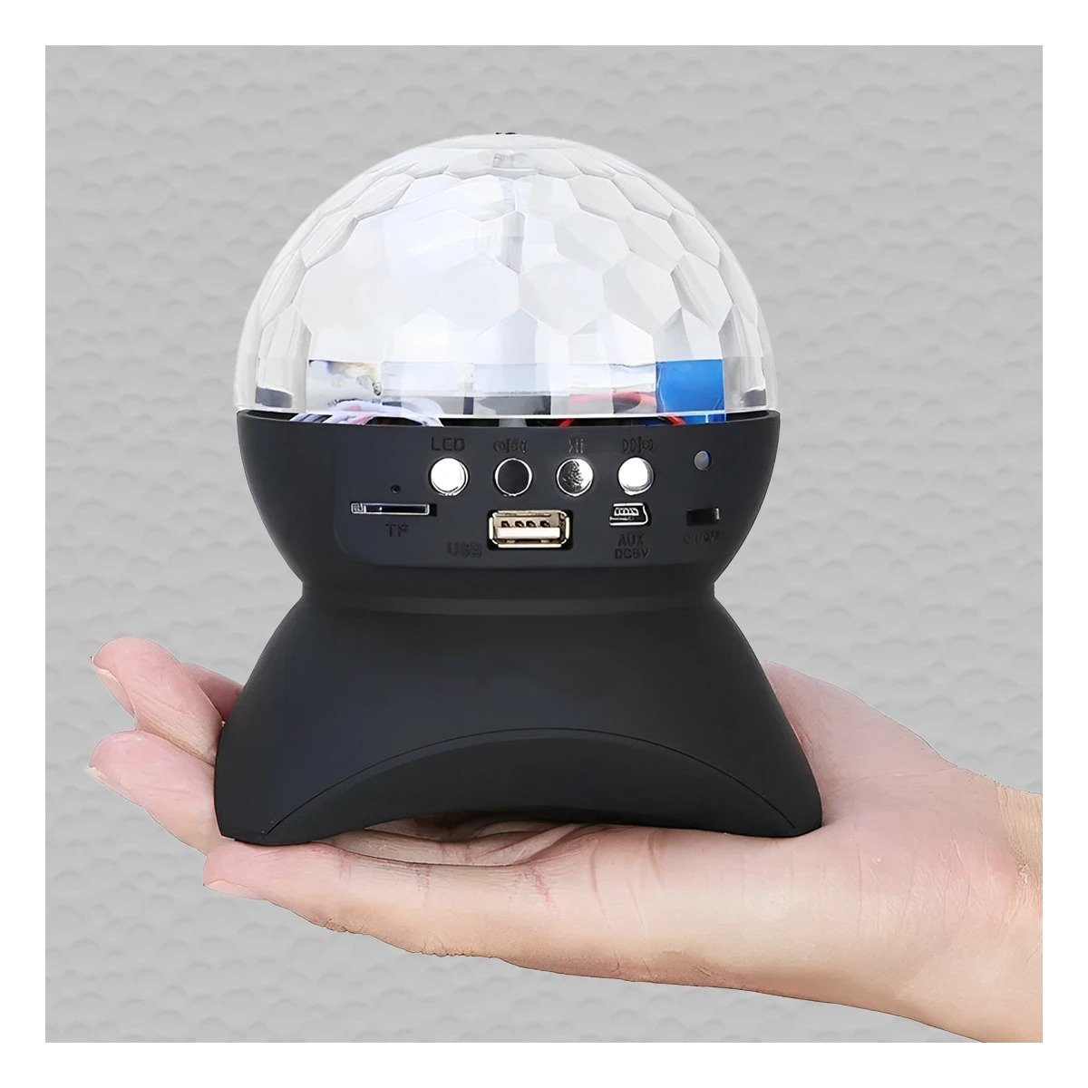 PACK2 ALTAVOZ PORTATIL CON LUCES LED GIRATORIO Y LAMPARA NEGRO - 2