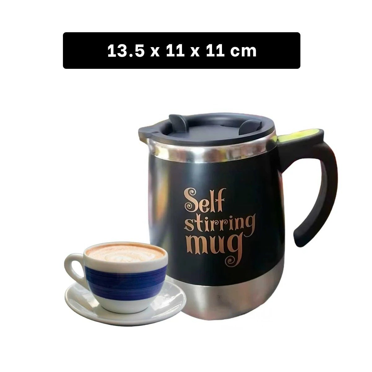 PACK6 JARRITA AUTOMATICA MEZCLADORA 400ML COLOR NEGRO PARA CAFE Y TE PORTATIL Y+REGALO STICKER - 4