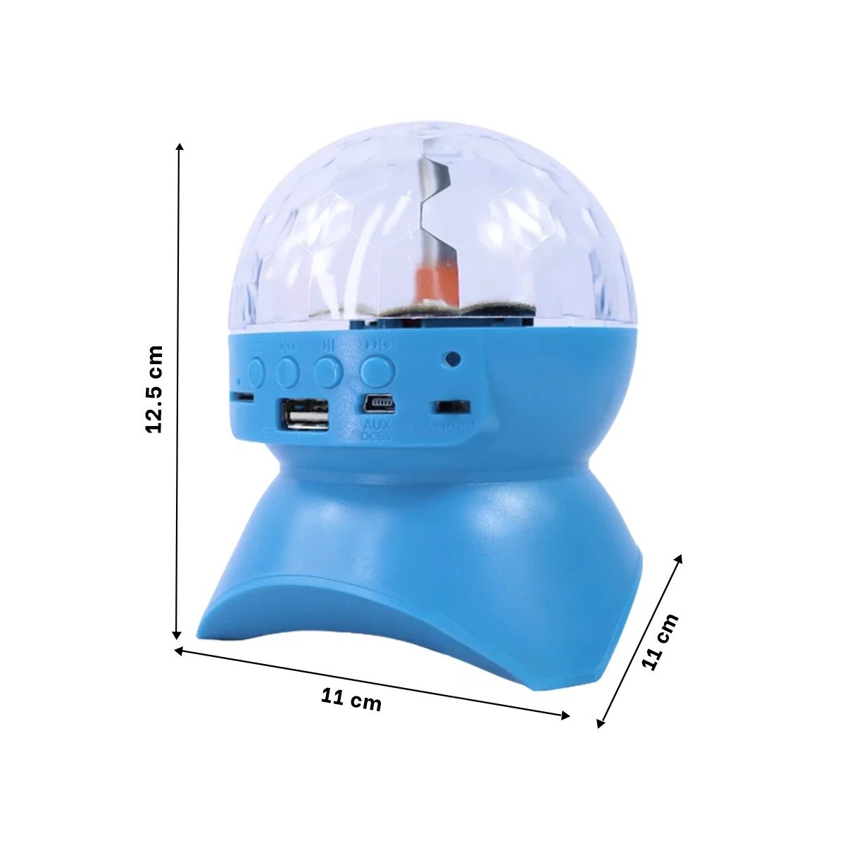 PACK6 ALTAVOZ FIESTA CON LUCES LED GIRATORIO Y LAMPARA COLOR CELESTE - 4