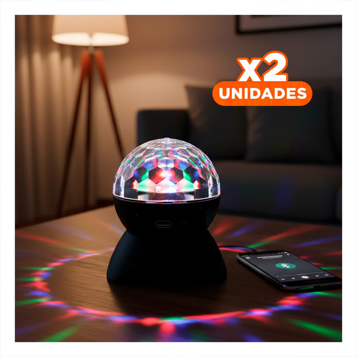 PACK2 PARLANTE PORTATIL CON LUCES LED GIRATORIO Y LAMPARA NEGRO Y+REGALO STICKER - 1