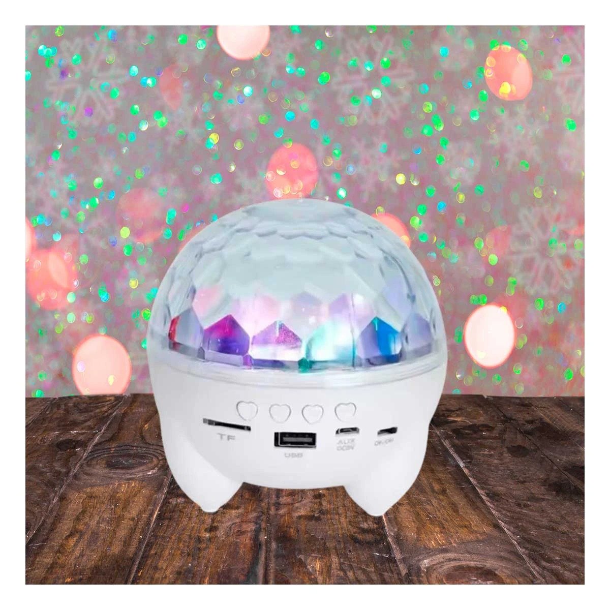 PACK2 BOCINA LED CON LAMPARA Y PROYECTOR DE ESTRELLAS COLOR BLANCO Y+PAPEL REGALO - 5