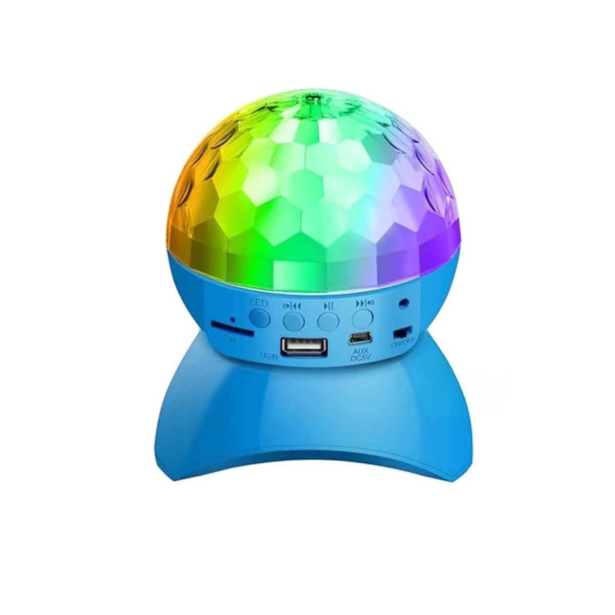 PACK2 PARLANTE FIESTA CON LUCES LED GIRATORIO Y LAMPARA COLOR CELESTE Y+REGALO STICKER - 2
