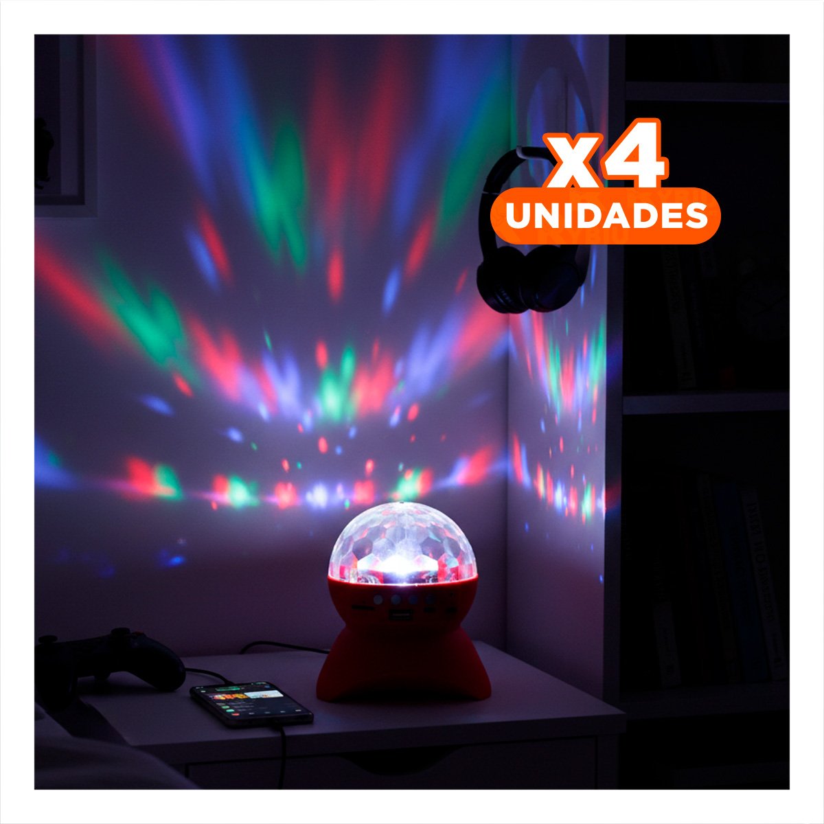PACK4 ALTAVOZ LED CON LAMPARA Y LUCES LED GIRATORIO COLOR ROJO - 1