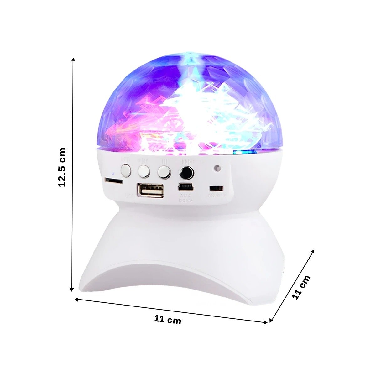 PACK4 BOCINA FIESTA CON LUCES LED GIRATORIO, LAMPARA COLOR BLANCO Y+PAPEL REGALO - 4