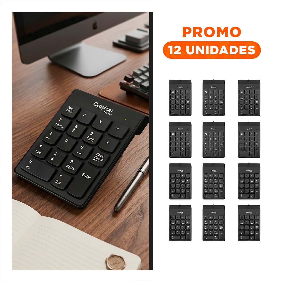 PACK12 ACCESORIO HUNTER NUMERICO NEGRO MODERNO PARA DIGITAR CUENTAS CON FACILIDAD - 1
