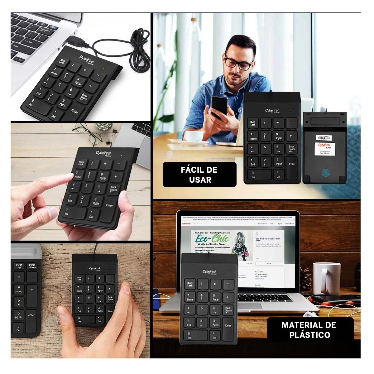 PACK12 ACCESORIO HUNTER NUMERICO NEGRO MODERNO PARA DIGITAR CUENTAS CON FACILIDAD - 2