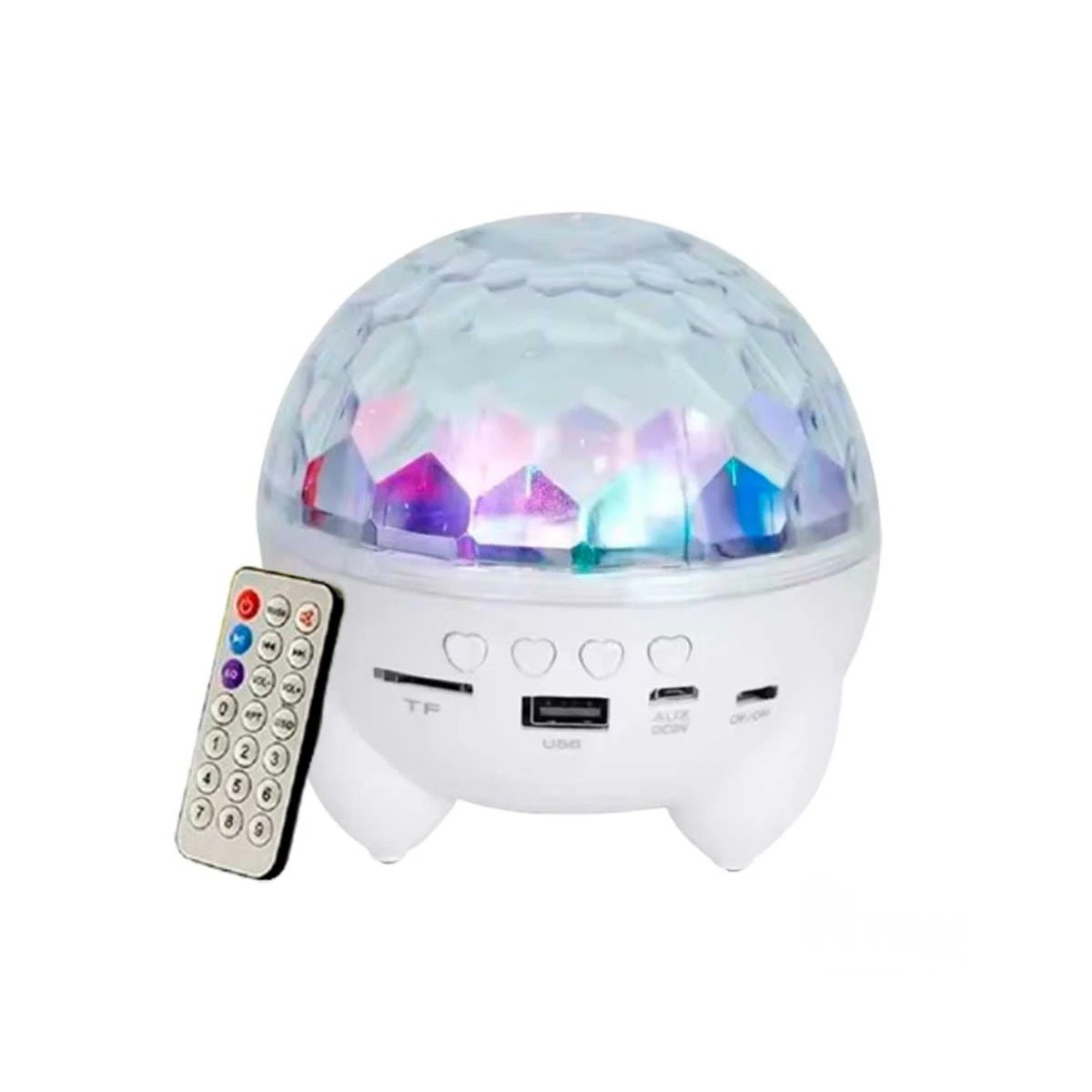 PACK2 PARLANTE FIESTA CON LAMPARA Y PROYECTOR DE LUCES BLANCO CON PATITAS Y+REGALO STICKER - 2