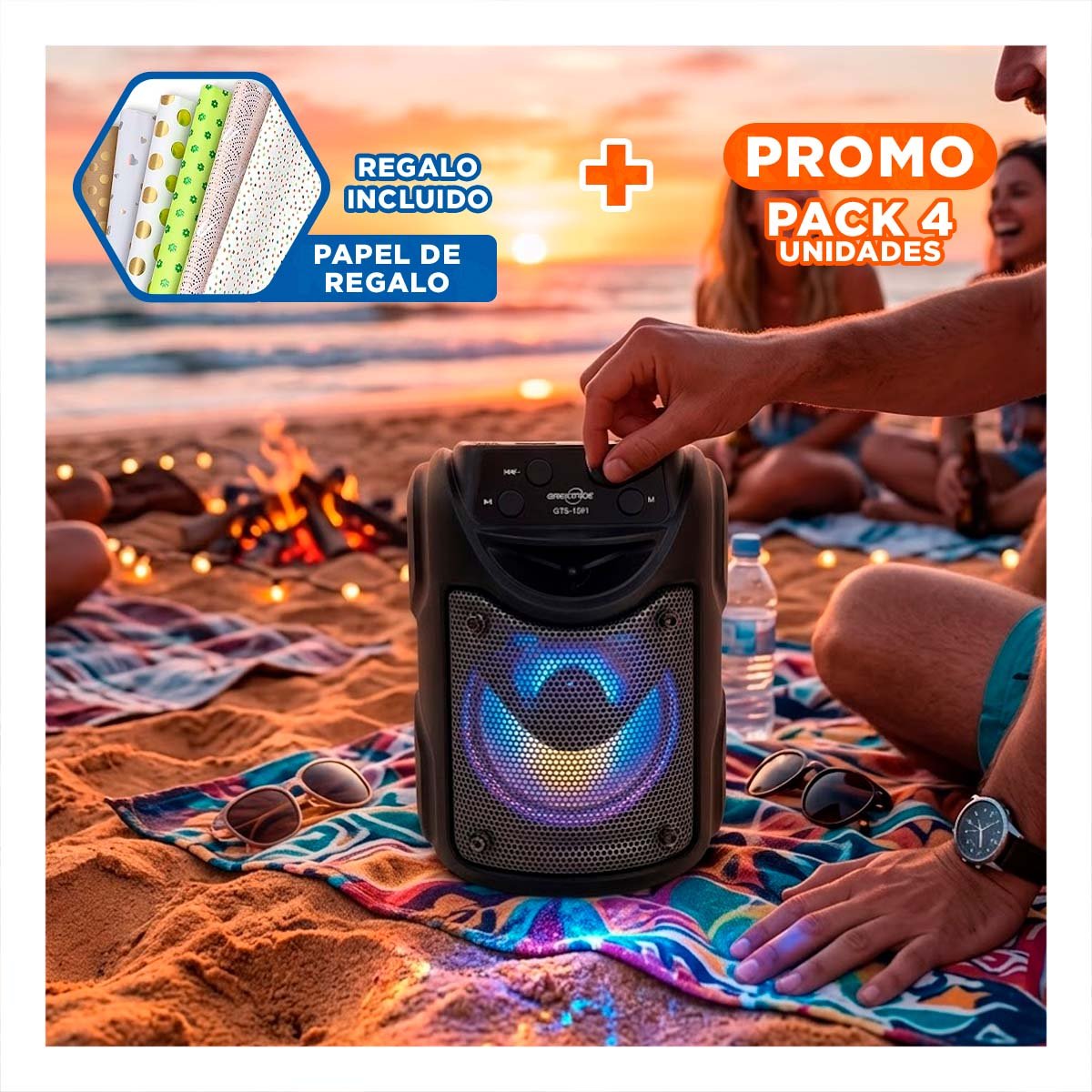 PACK4 ALTAVOZ INALAMBRICO 4' CON SONIDO POTENTE Y DISEÑO MODERNO Y+PAPEL REGALO - 1
