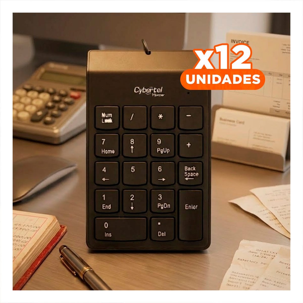 PACK2 CALCULADORA NUMERICA NEGRO HUNTER CON ACABADO PREMIUM PARA ESCRITORIO Y+REGALO STICKER - 1