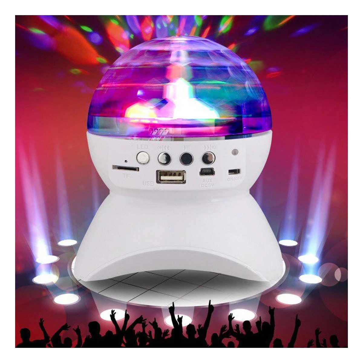 PACK2 ALTAVOZ FIESTA CON LUCES LED GIRATORIO Y LAMPARA COLOR BLANCO - 3