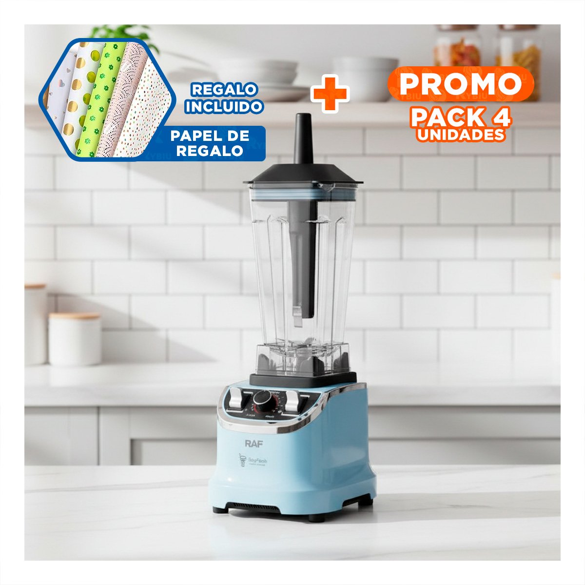 PACK4 APARATO DE ACERO INOXIDABLE 500ML VERDE Y PLASTICO TURCO PARA REGALAR Y+PAPEL REGALO - 1
