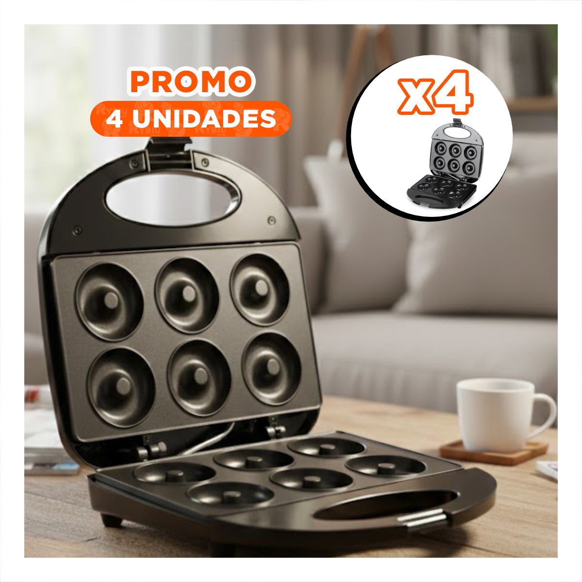 PACK4 APARATO DE 6 MINI DONAS NEGRO RECTANGULAR PARA COMPARTIR CON AMIGOS HOY - 1