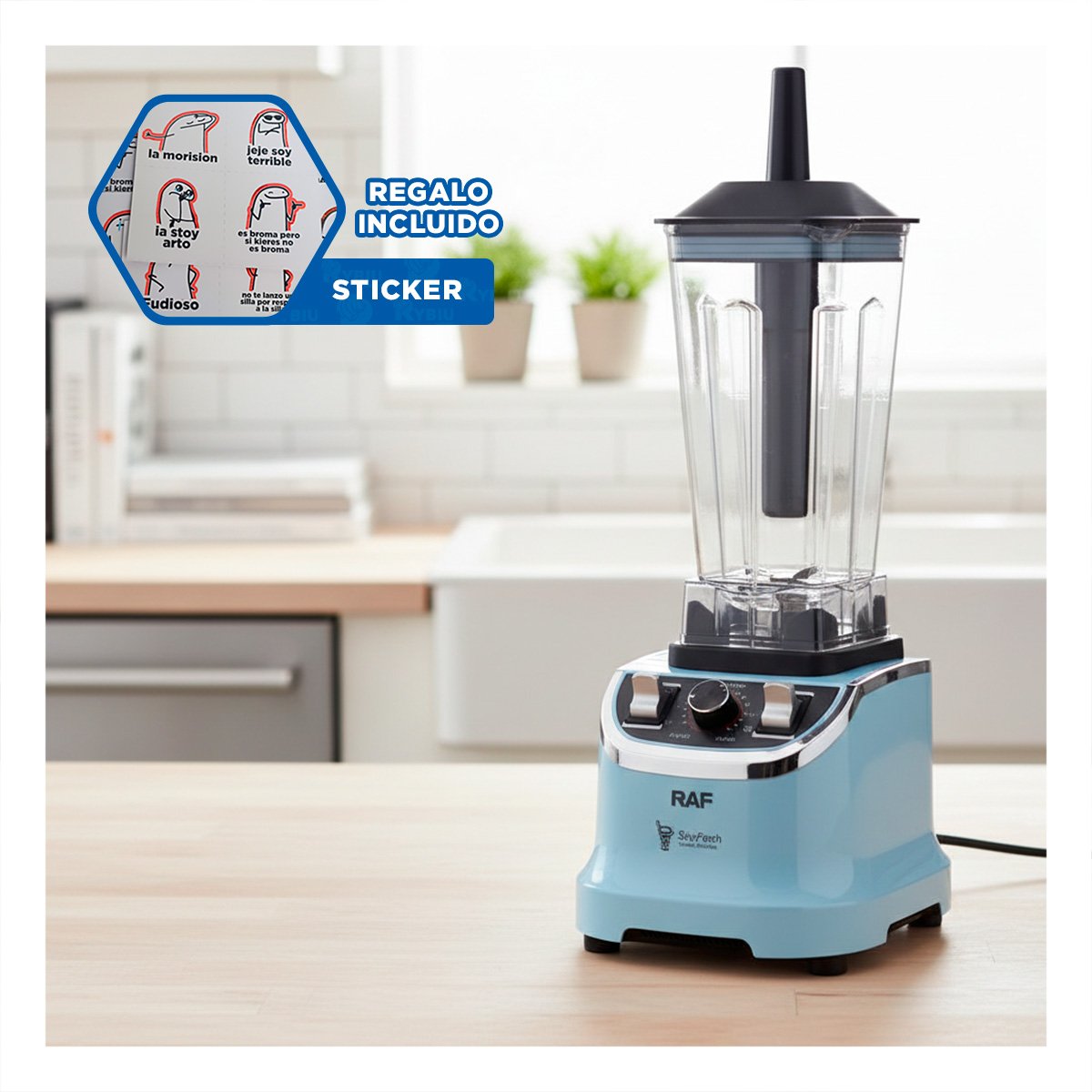 PROCESADOR DE BEBIDAS 2L ROJO DE ESTILO ELEGANTE PARA EL USO EN LA COCINA YREGALO STICKER - 1