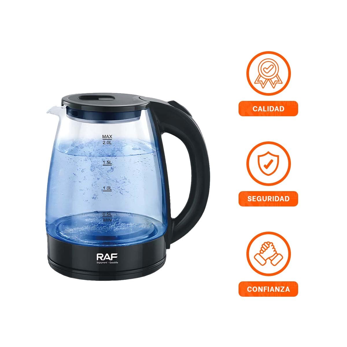 PAVA ELECTRICA 2L NEGRO DE ACERO Y VIDRIO PARA UN ESTILO UNICO EN TU HOGAR - 3