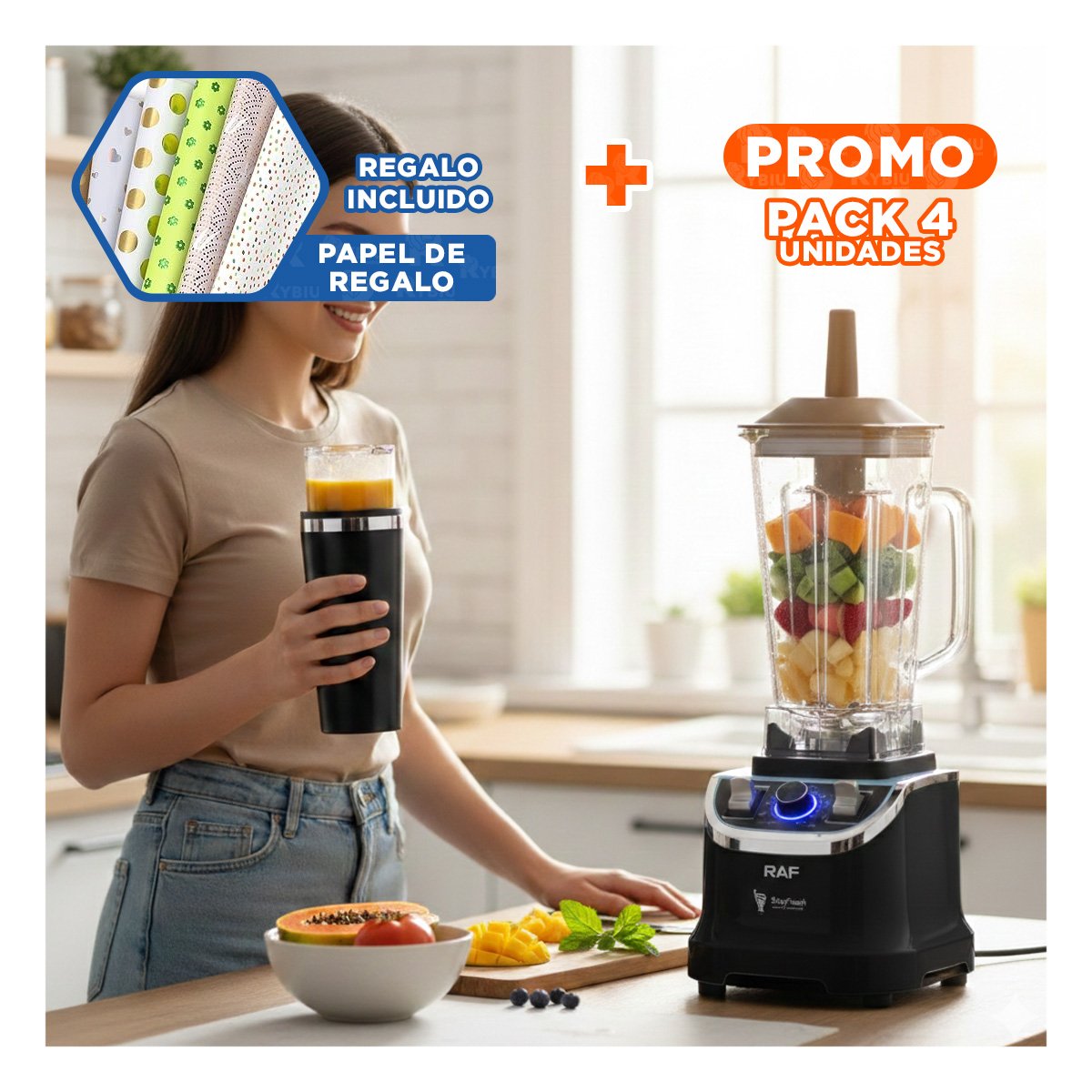 PACK4 APARATO DE ACERO INOXIDABLE 500ML VERDE Y PLASTICO TURCO PARA REGALAR Y+PAPEL REGALO - 1