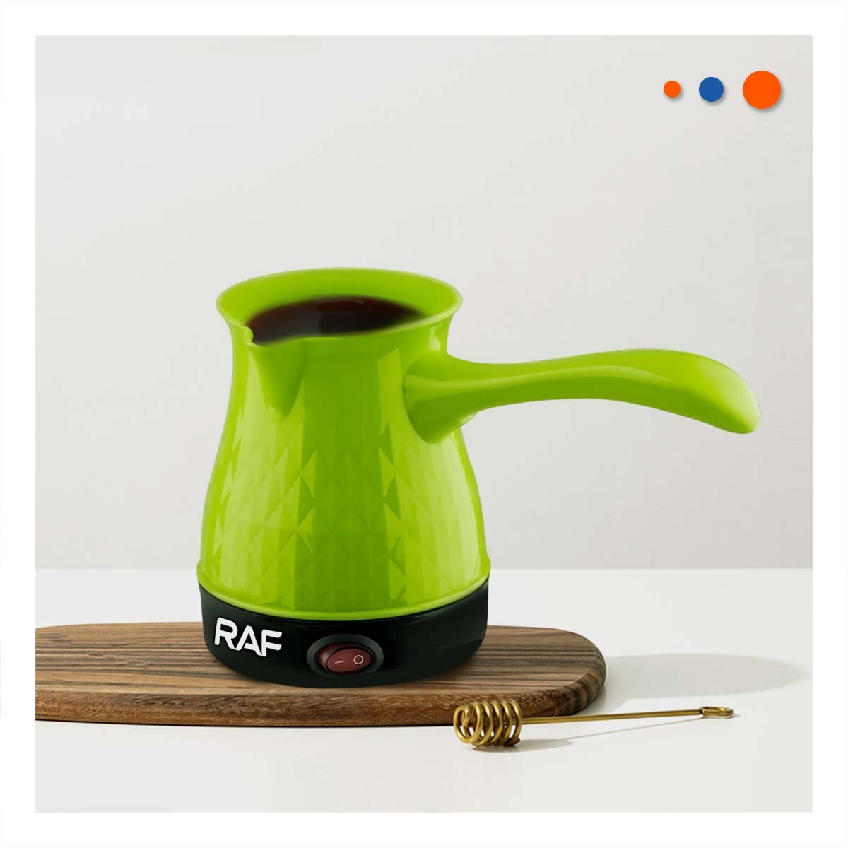 EQUIPO VERDE 500ML DE PLASTICO Y ACERO INOXIDABLE TURCO PARA SU COCINA Y+PAPEL REGALO - 2
