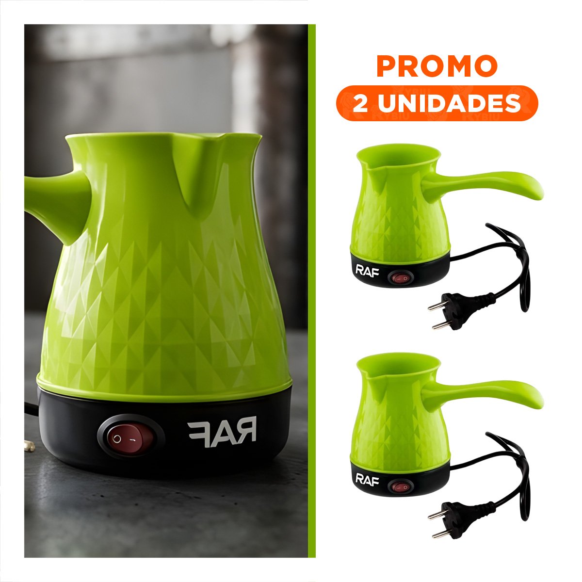 PACK2 DISPOSITIVO PARA CAFE TURCO VERDE 500ML EN PLASTICO Y ACERO INOXIDABLE - 1