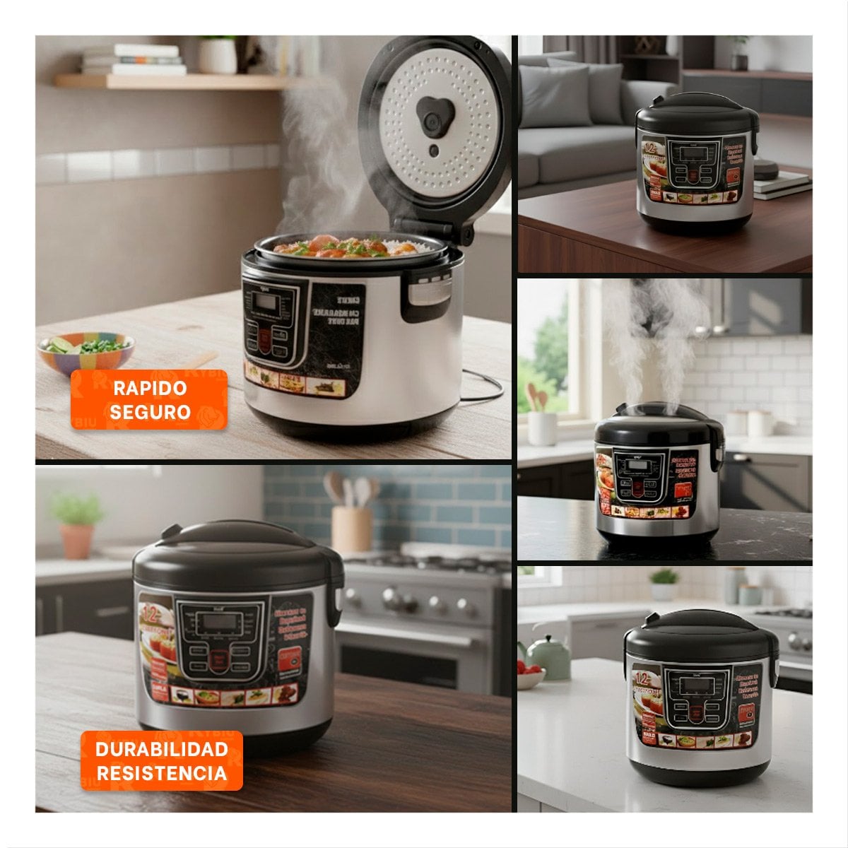 ROBOT ELECTRICO DE COCINA 5L CON 12 FUNCIONES EN COLOR PLOMO Y NEGRO - 5