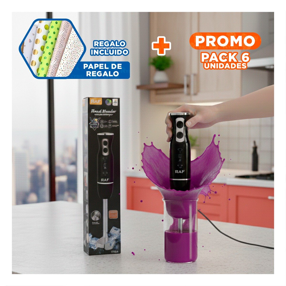 PACK6 ACCESORIO DE PLASTICO VERDE TURCO Y ACERO INOXIDABLE 500ML PARA GUSTO Y+PAPEL REGALO - 1