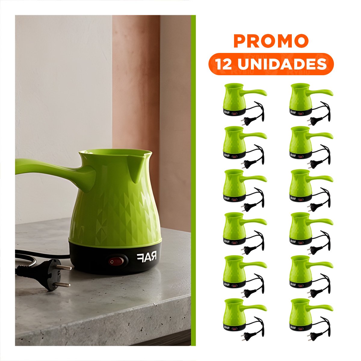 PACK12 EQUIPO 500ML TURCO VERDE DE PLASTICO Y ACERO INOXIDABLE PARA VITRINA Y+REGALO STICKER - 1