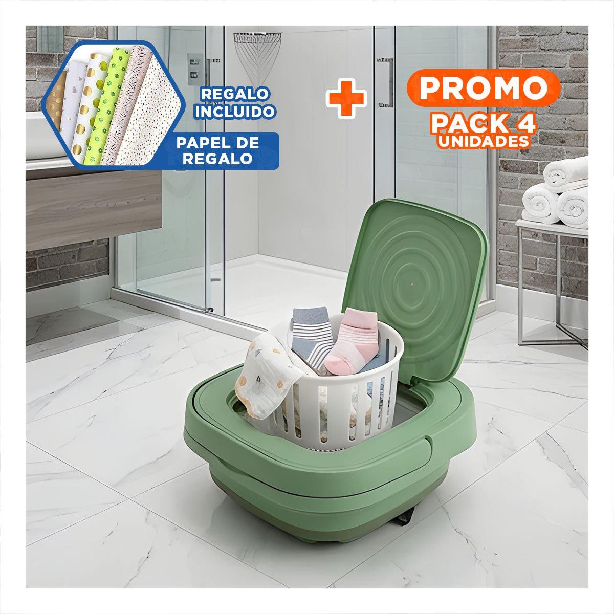 PACK4 APARATO DE ACERO INOXIDABLE 500ML VERDE Y PLASTICO TURCO PARA REGALAR Y+PAPEL REGALO - 1