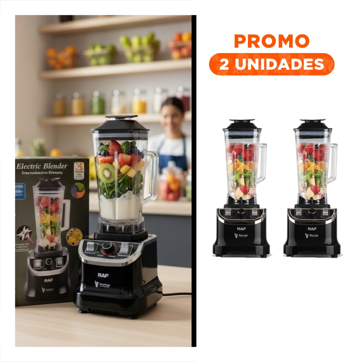 PACK2 PROCESADOR CASERO CON VASO RESISTENTE 2L NEGRO PARA TODA LA CASA PERU - 1