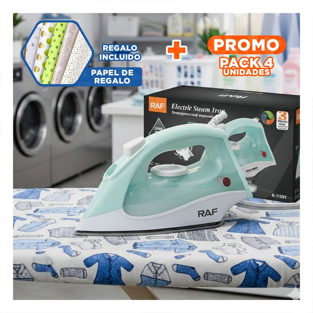 PACK4 APARATO DE ACERO INOXIDABLE 500ML VERDE Y PLASTICO TURCO PARA REGALAR Y+PAPEL REGALO - 1
