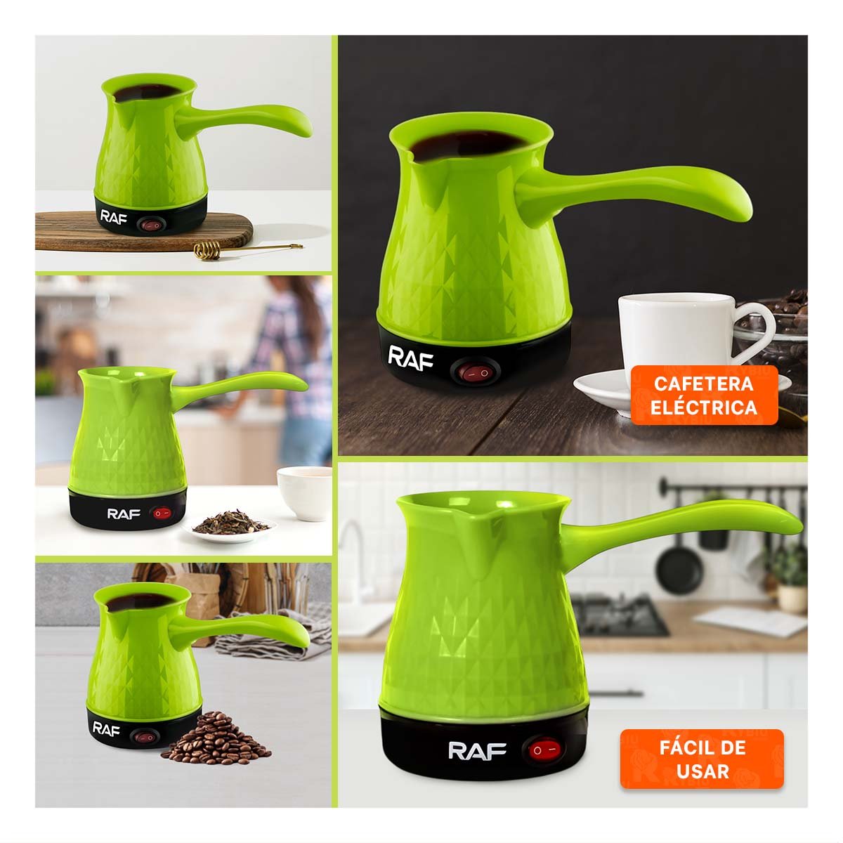 APARATO 500ML VERDE TURCO DE ACERO INOXIDABLE Y PLASTICO PARA DISFRUTAR Y+POST IT - 1