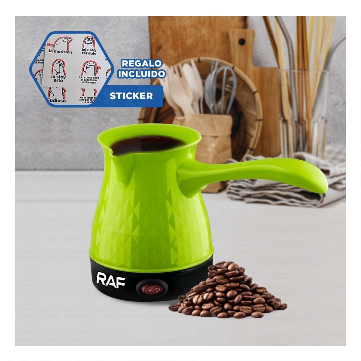 ACCESORIO DE ACERO INOXIDABLE 500ML TURCO VERDE Y PLASTICO PARA TOMAR Y+REGALO STICKER - 1
