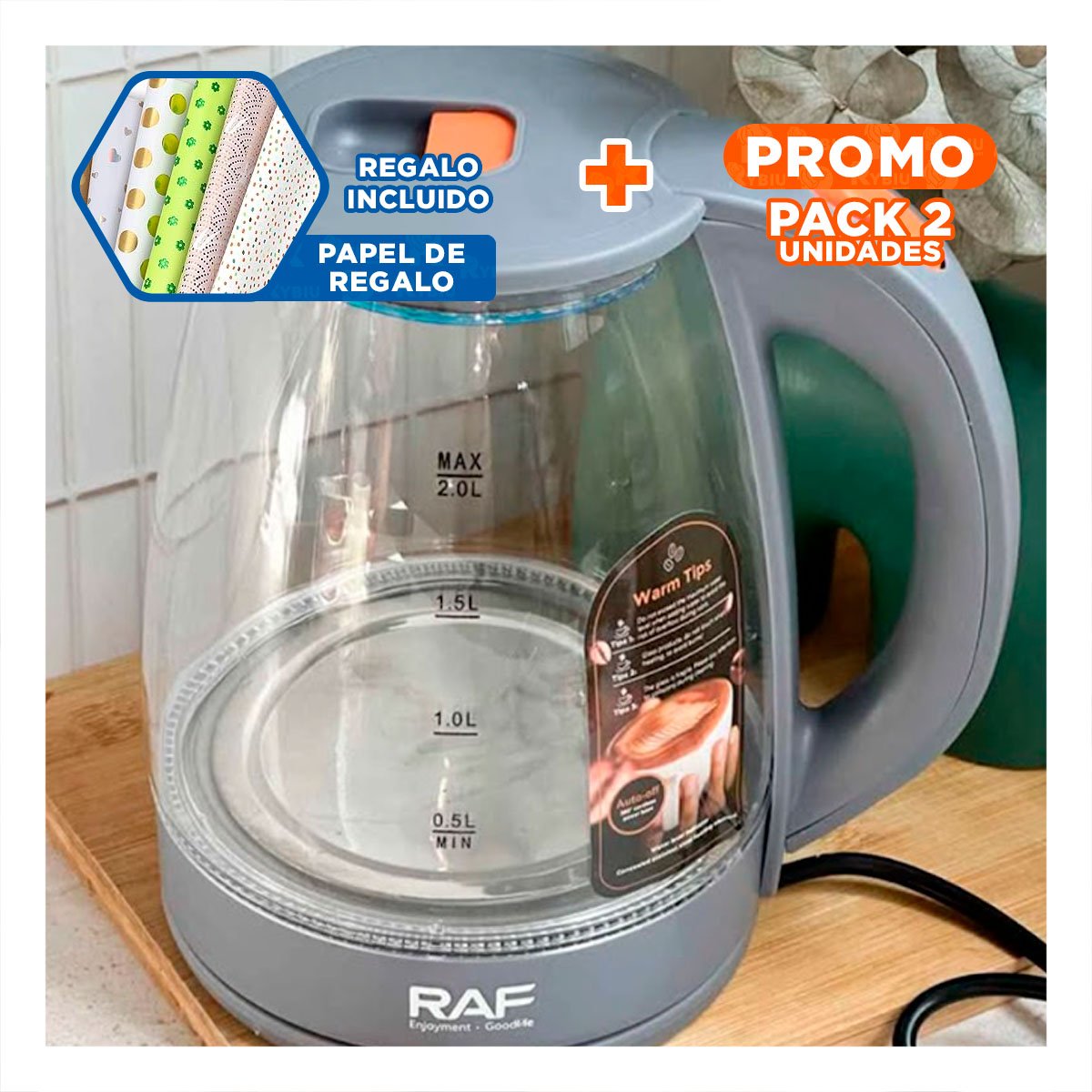 PACK2 EQUIPO DE ACERO INOXIDABLE 500ML TURCO VERDE Y PLASTICO PARA LA GENTE Y+PAPEL REGALO - 1